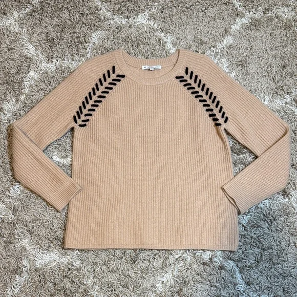 The Cashmere Project Tan Crew Neck Sweater with Black Stitch Accents size Large - Picture 13 of 13